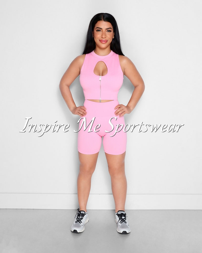 SLEEVELESS SCRUNCH BUTT SEAMLESS SHORTS SET