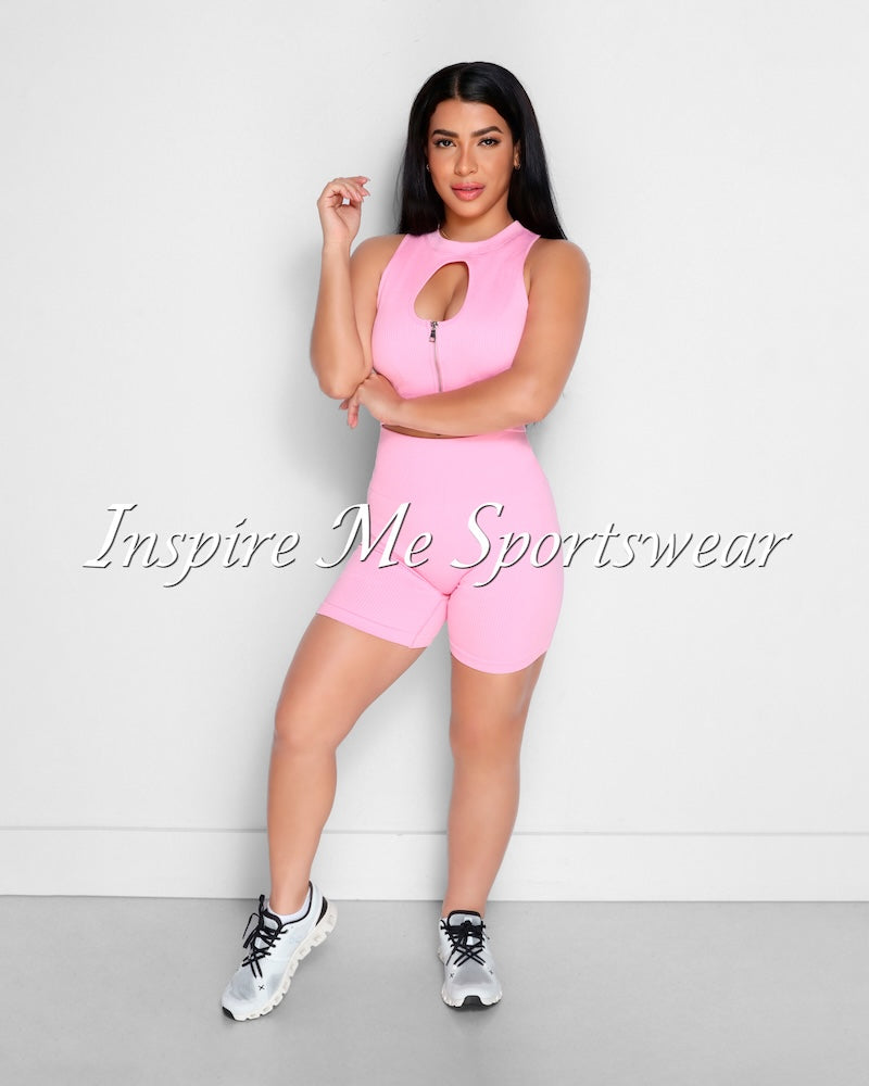 SLEEVELESS SCRUNCH BUTT SEAMLESS SHORTS SET